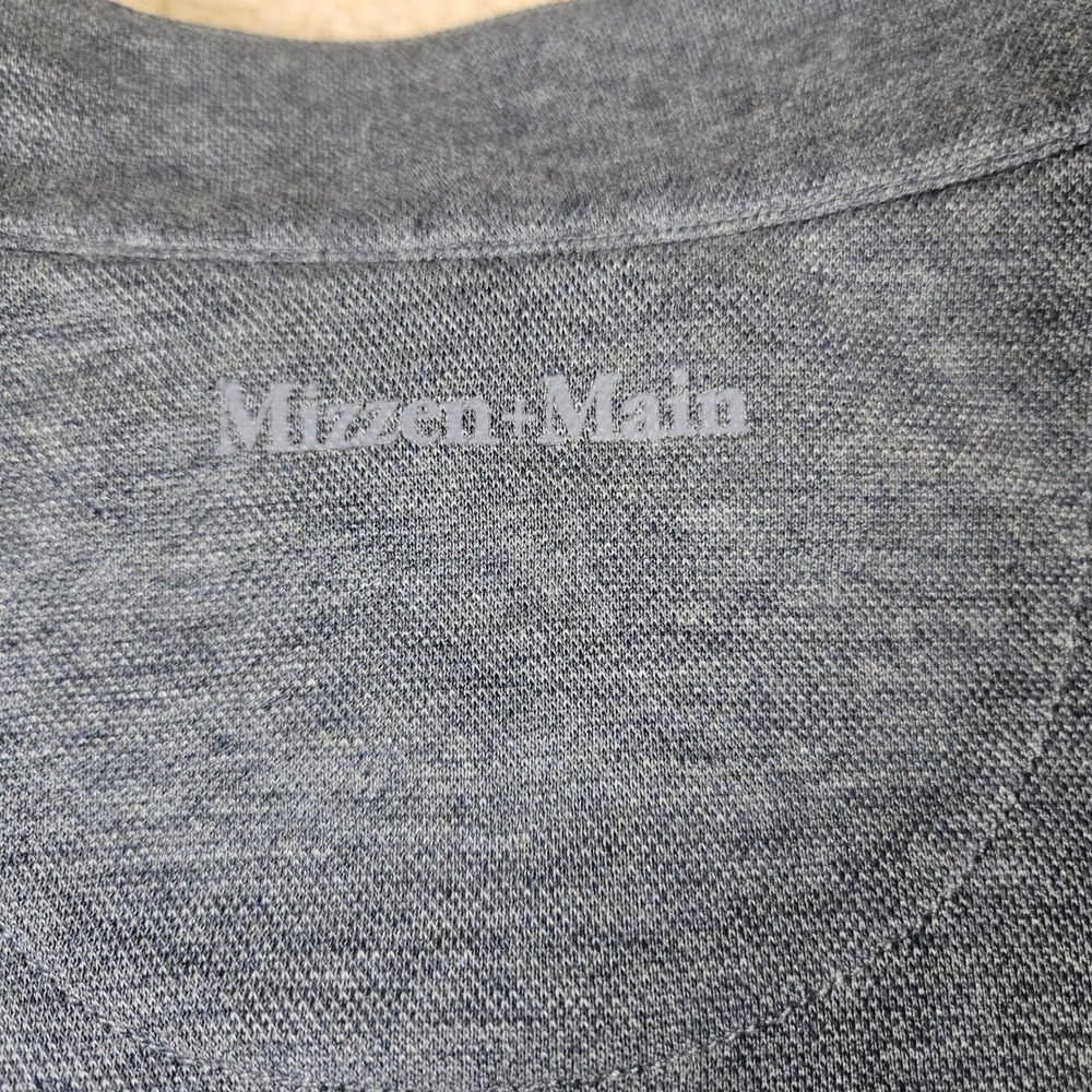 Mizzen+Main Quarter Zip Pullover Mens L Blue Heather Stretch Knit Coastal Preppy - Picture 13 of 15